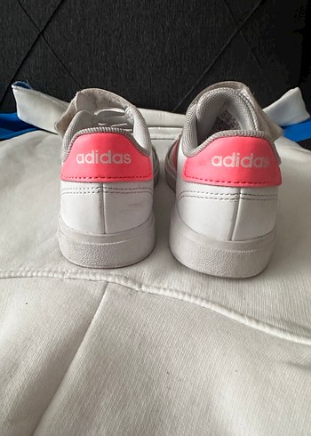 Kız Çocuk Beyaz Sneaker - Cırt Cırtlı, Renkli Şeritli - Görsel 5