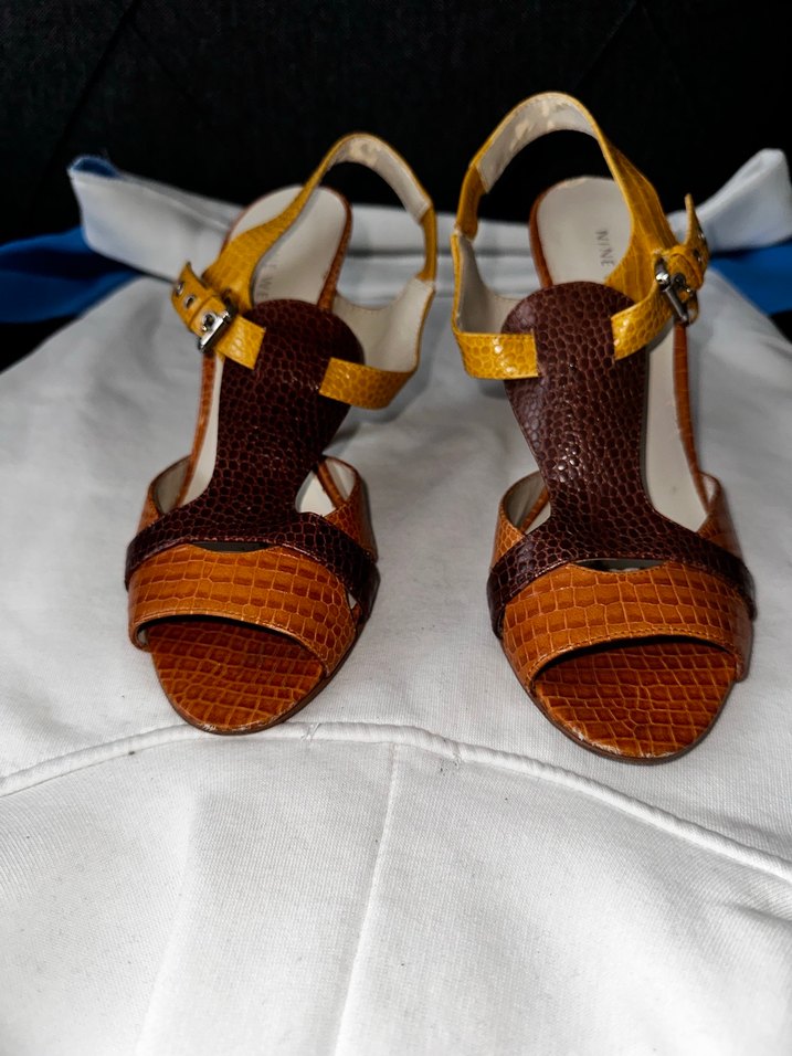 Sarı Parlak Yılan Desenli Tokalı Stiletto - Görsel 2