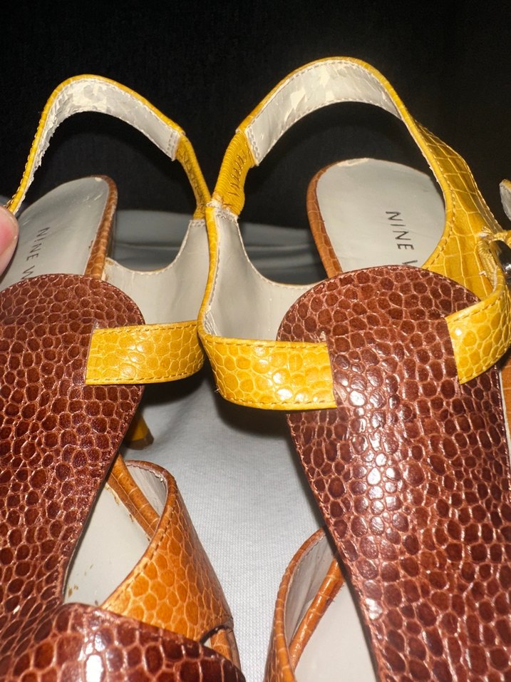 Sarı Parlak Yılan Desenli Tokalı Stiletto - Görsel 3