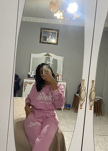 Pembe Baskılı Rahat Kadın Eşofman Takımı