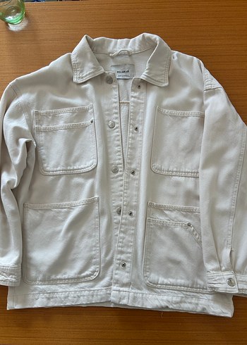 Düğmeli Beyaz Kadın Denim Ceket - Görsel 2