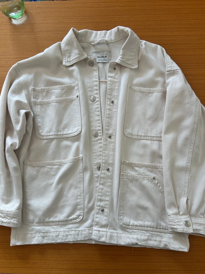 Düğmeli Beyaz Kadın Denim Ceket - Görsel 2