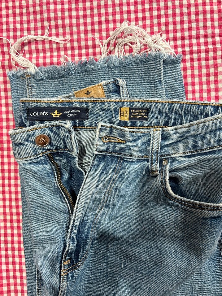 Kadın Mavi Bağlama Desenli Salaş Kot Pantolon - Görsel 3