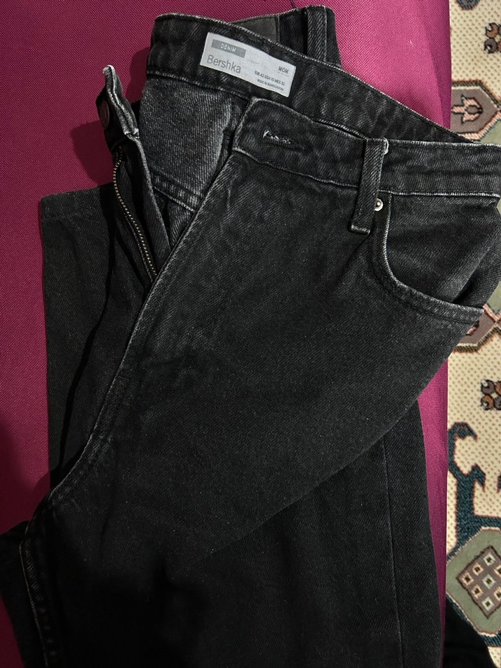 Siyah Rahat Kesim Midi Kadın Kot Pantolon - Görsel 3