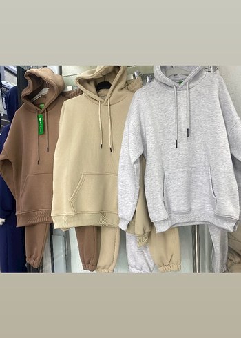 Gri Oversize Kapüşonlu Kadın Eşofman Takımı