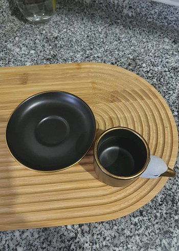 Kartal Figürlü Siyah Kahve Fincanı ve Tabağı - Görsel 4