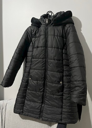 Siyah Kürklü Midi Kadın Kışlık Mont - Görsel 2