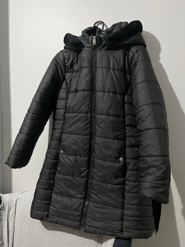 Siyah Kürklü Midi Kadın Kışlık Mont - Görsel 2