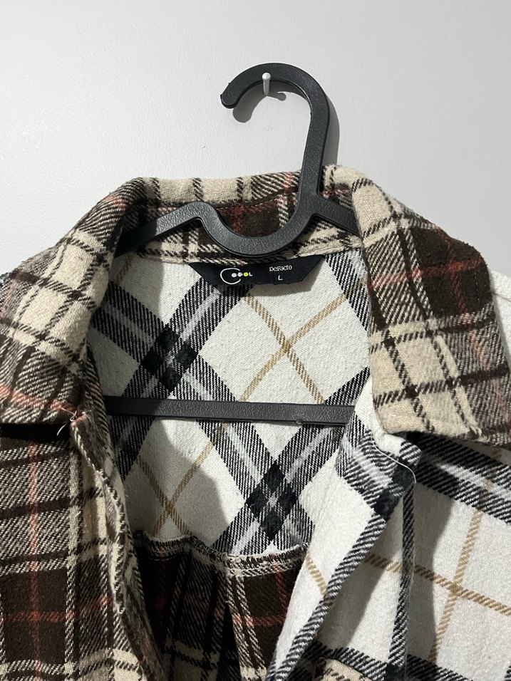 Düğmeli Kareli Kadın Gömlek - Görsel 3