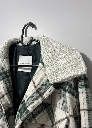 Düğmeli Ekose Desenli Gri Kadın Ceket - Görsel 4