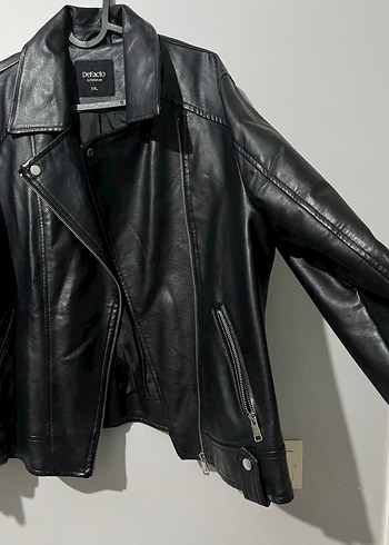 Siyah Kadın Deri Biker Ceket - Görsel 2