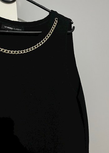 Zincir Detaylı Siyah Uzun Kadın Elbise - Görsel 3