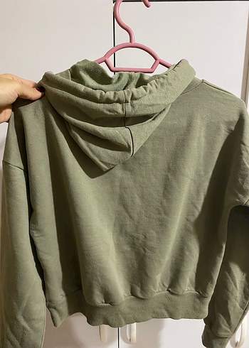 Kadın Haki Kapüşonlu Salaş Sweatshirt - Görsel 2