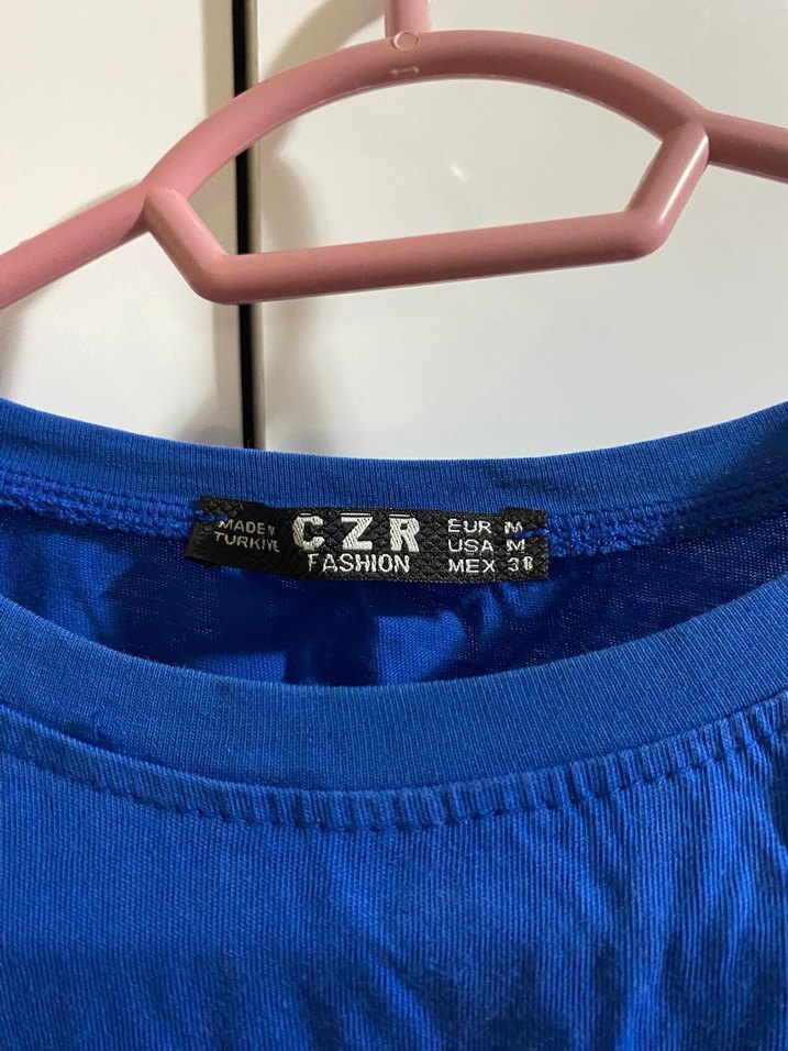 Mavi Baskılı Kısa Kollu Kadın Tişört - Görsel 2