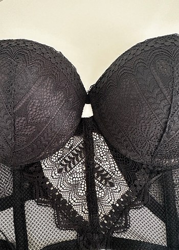 Siyah Gotik Nakışlı Mini Sütyen Takımı - Görsel 2