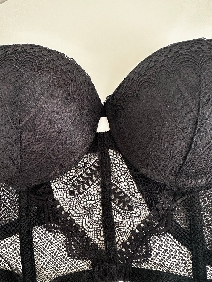 Siyah Gotik Nakışlı Mini Sütyen Takımı - Görsel 2