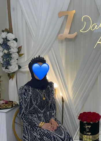 Kadın Lacivert Yılan Desenli Uzun Abiye Elbise - Görsel 3