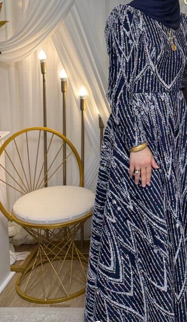 Kadın Lacivert Yılan Desenli Uzun Abiye Elbise - Görsel 2