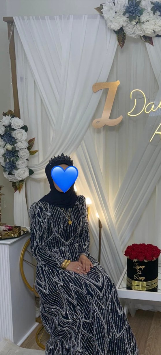 Kadın Lacivert Yılan Desenli Uzun Abiye Elbise - Görsel 3