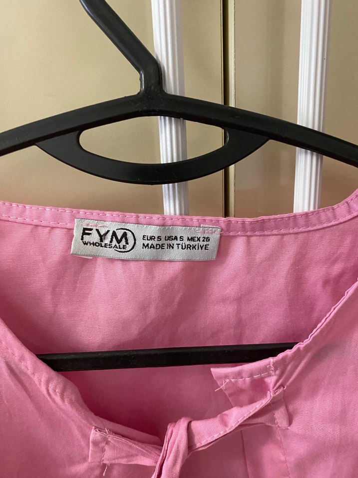 Pembe Keten Düğmeli Kız Bluzu - Görsel 2