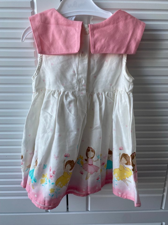 Kız Çocuk Pembe Pamuklu Fiyonklu Elbise - Görsel 3