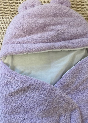 Mor Bebek Battaniyesi Kapüşonlu ve Ayaklı - Görsel 2