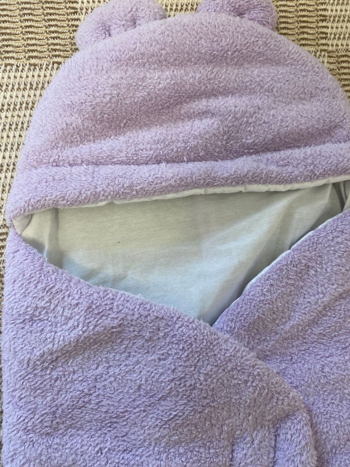 Mor Bebek Battaniyesi Kapüşonlu ve Ayaklı - Görsel 2