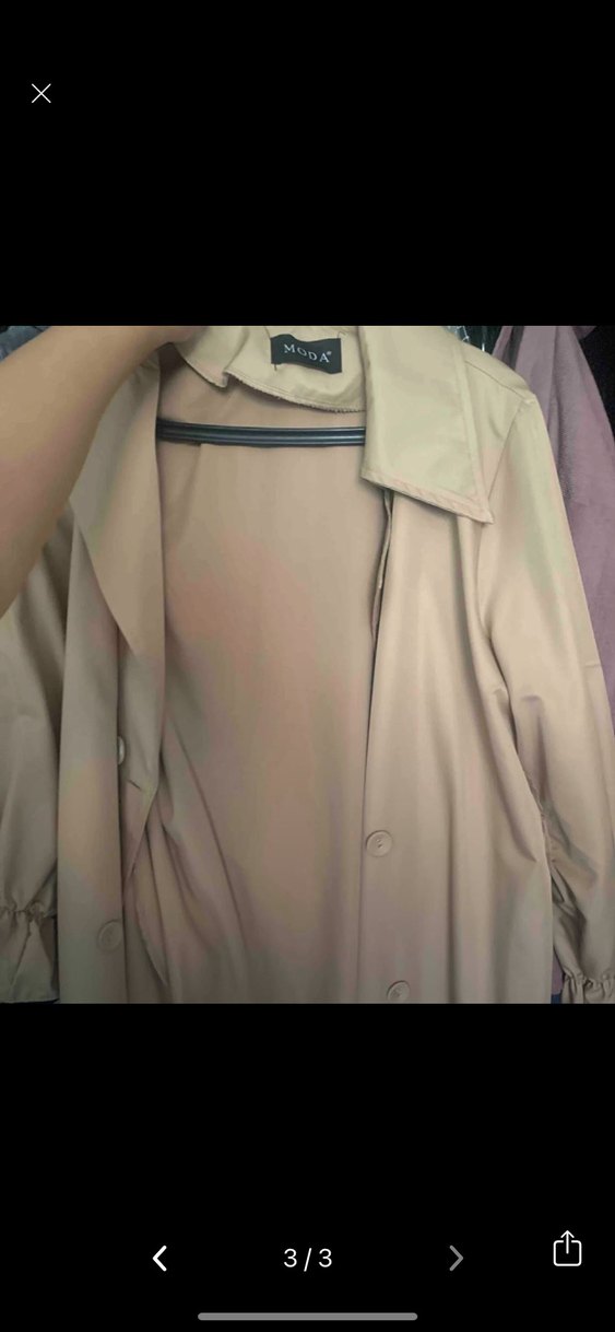 Krem Kemerli Midi Kadın Trençkot - Görsel 3