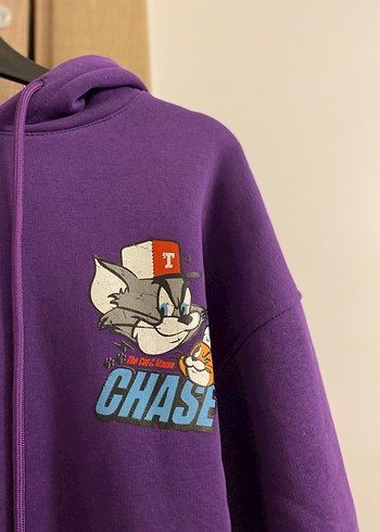 Mor Kapüşonlu Kadın Sweatshirt - Görsel 3