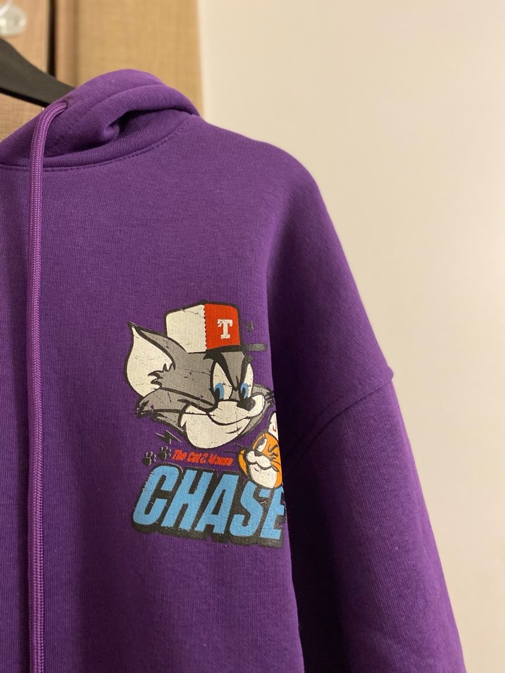 Mor Kapüşonlu Kadın Sweatshirt - Görsel 3