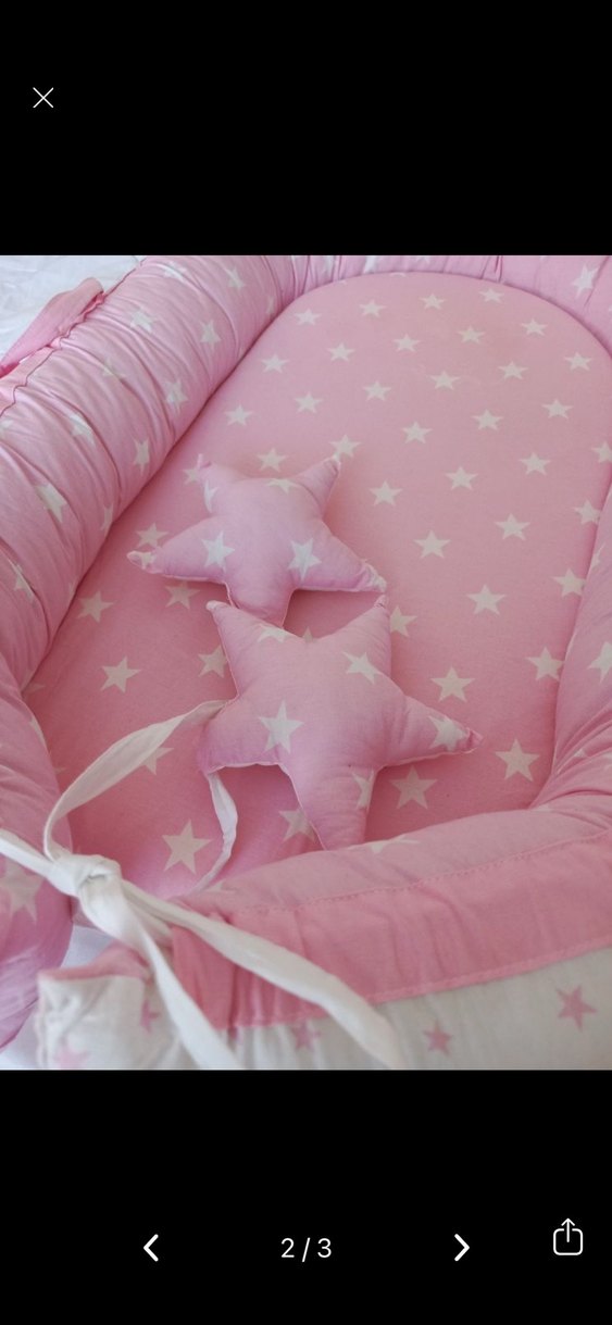 Pembe Yıldız Desenli Bebek Yatağı - Görsel 2