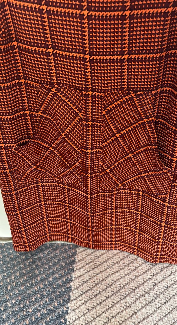 Kırmızı Kareli Kemerli Midi Elbise - Görsel 3