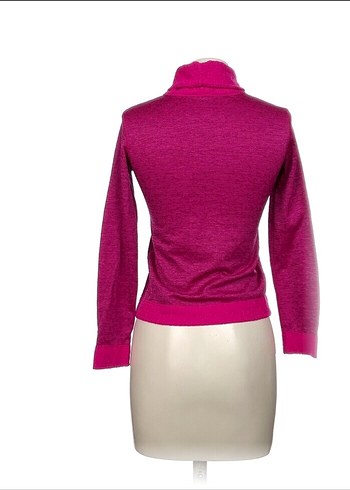 Pembe Yüksek Yakalı Kadın Triko Kazak - Görsel 2