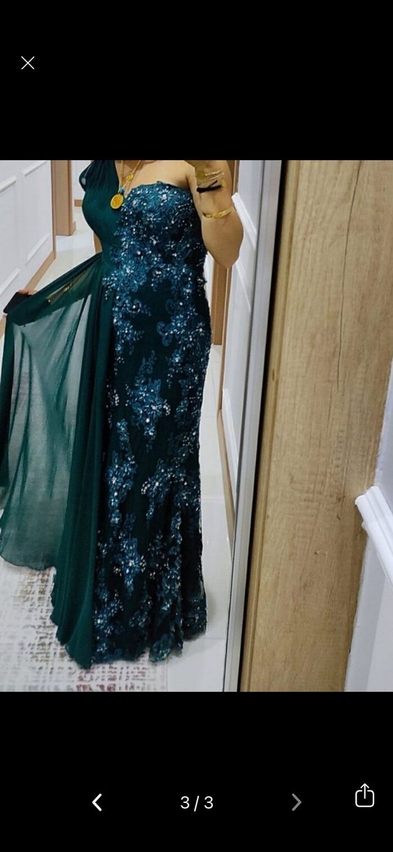 İşlemeli Straplez Uzun Abiye Elbise - Görsel 3