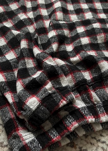 Kapüşonlu Kareli Gri Kadın Sweatshirt - Görsel 4