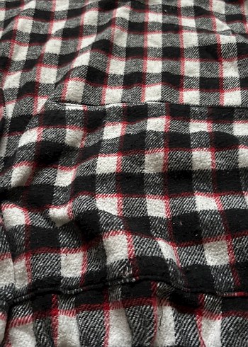 Kapüşonlu Kareli Gri Kadın Sweatshirt - Görsel 3