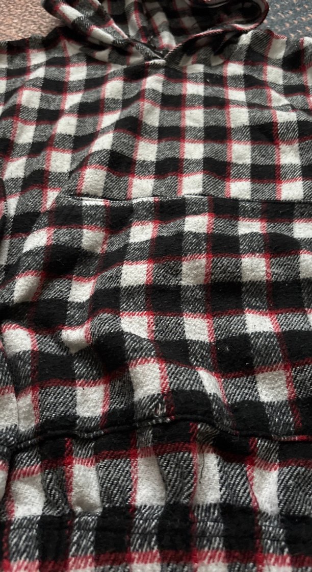 Kapüşonlu Kareli Gri Kadın Sweatshirt - Görsel 3