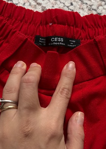 Düğmeli Kırmızı Çizgili Kadın Spor Pantolon - Görsel 3