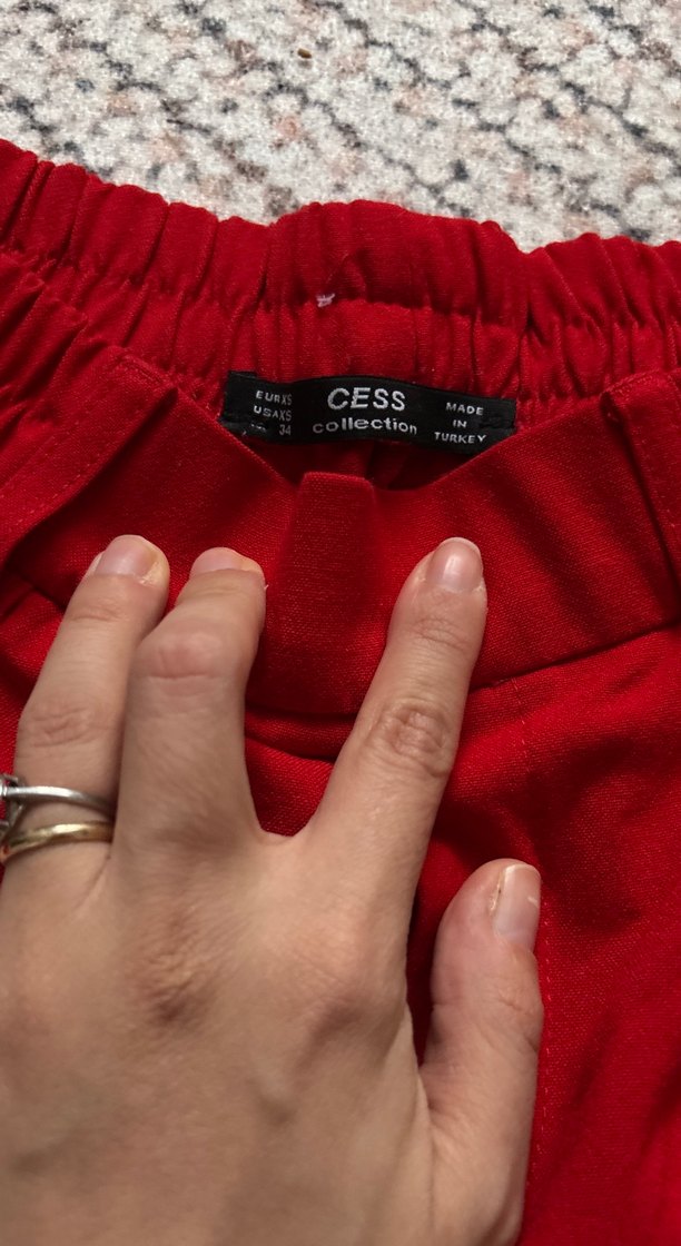 Düğmeli Kırmızı Çizgili Kadın Spor Pantolon - Görsel 3