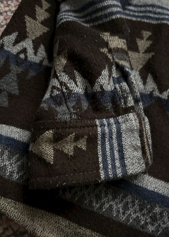 Bohem Desenli Erkek Gri Örgü Yün Ceket - Görsel 4