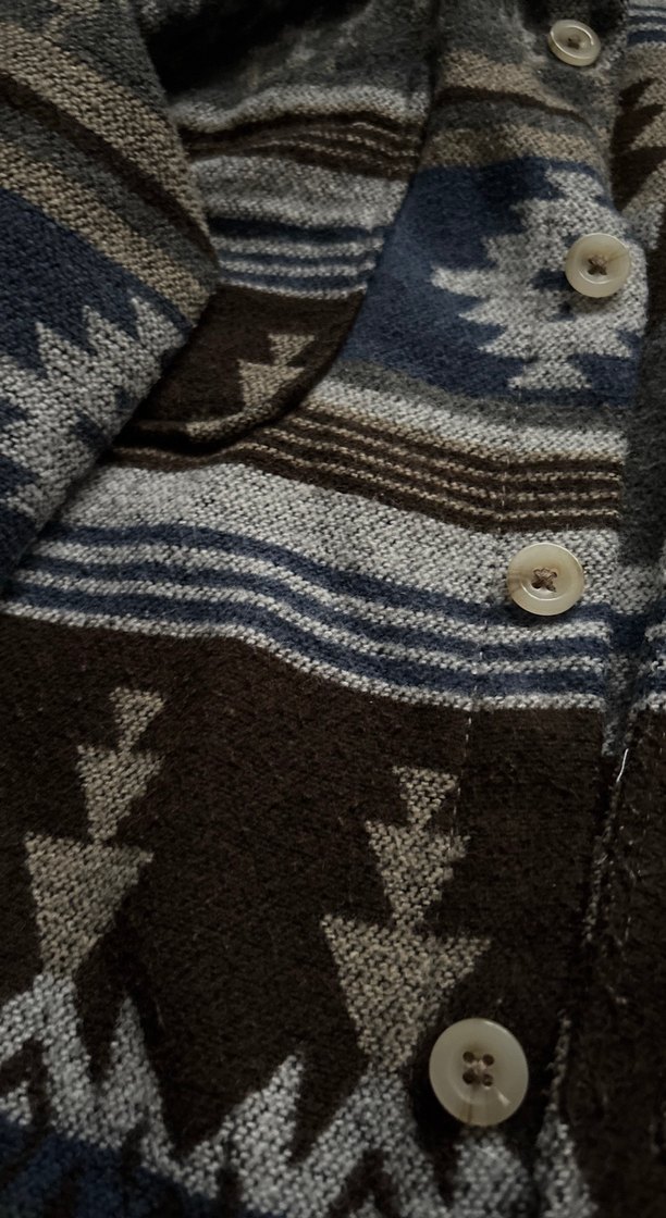 Bohem Desenli Erkek Gri Örgü Yün Ceket - Görsel 3