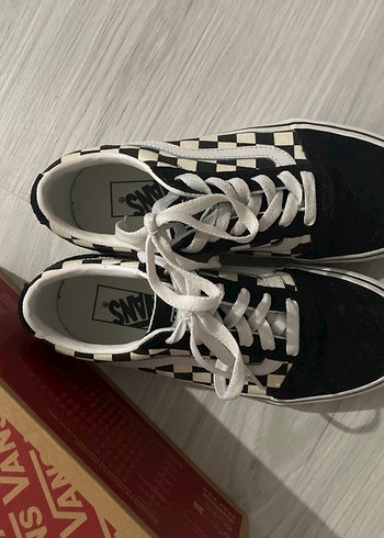 Beyaz Siyah Kareli Vans Kadın Sneakers