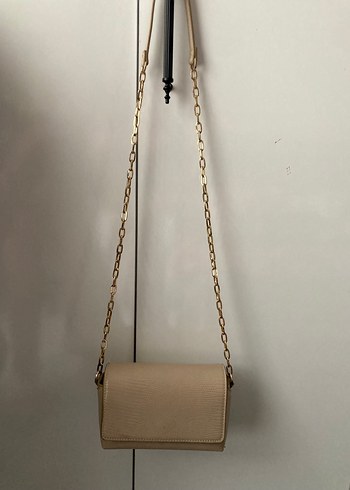 Bej Zincir Detaylı mango Deri Kadın Çanta - Görsel 2