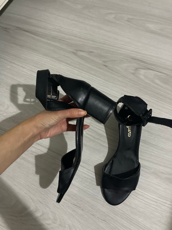 Siyah Tokalı kalı  Topuklu Kadın Ayakkabı - Görsel 3