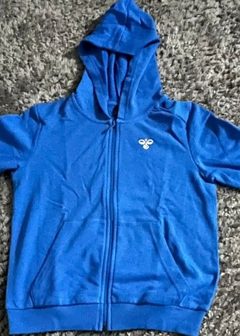 Mavi Kapüşonlu Fermuarlı Erkek Sweatshirt