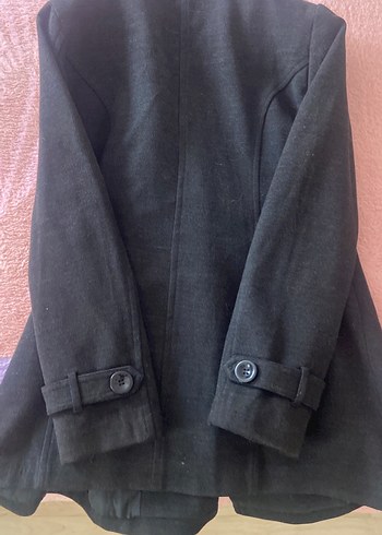 Düğmeli Koyu gri Kadın Kaban - Görsel 2