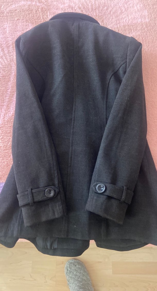 Düğmeli Koyu gri Kadın Kaban - Görsel 2