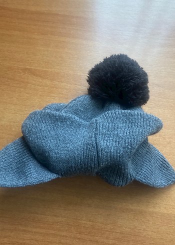 Erkek Çocuk Gri Nakışlı Örgü Yün Bere - Görsel 3