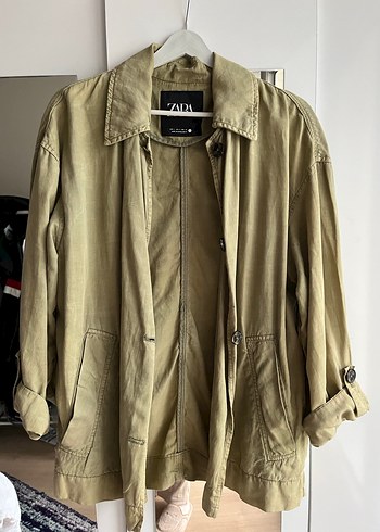 Bej Parlak Düğmeli Kadın Keten Ceket - Görsel 2