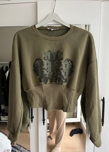 Önü Baskılı Kahverengi Kadın Sweatshirt - Görsel 2